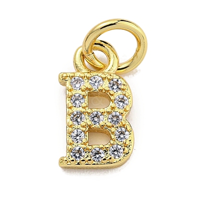 Initial Letter Brass with Cubic Zirconia Charms KK-Q814-26B-G-1