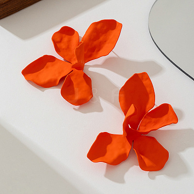 Flower Spray Painted Alloy Stud Earrings FS-WG7186F-03-1