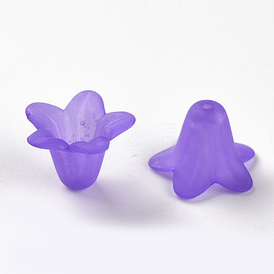 Purple Frosted Transparent Acrylic Flower Beads X-PLF018-15-1