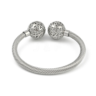 Hollow Round Brass Open Cuff Bangles BJEW-Z074-04P-1