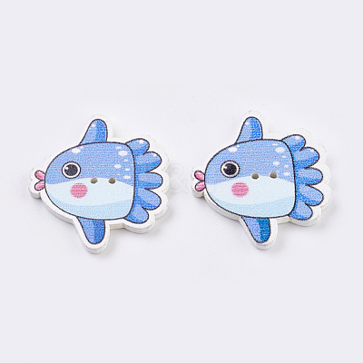 Printed Wooden Buttons BUTT-K007-02-1