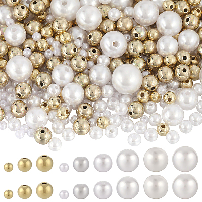 1676Pcs 9 Styles ABS Plastic Imitation Pearl with CCB Plastic Beads FIND-SC0010-16-1
