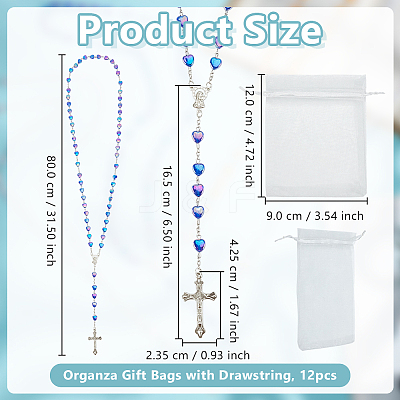 12Pcs 4 Colors Alloy & AB Color Heart Acrylic Link Chain Rosary Bead Necklaces NJEW-GO0001-20-1