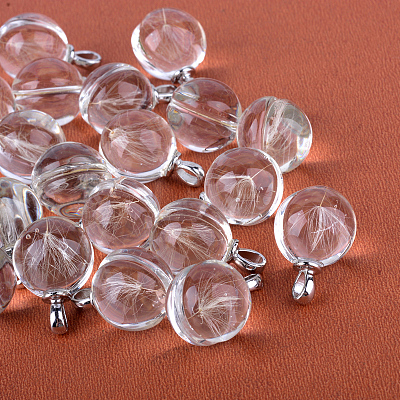 Round Alloy Glass Pendants GLAA-Q051-15mm-02P-1