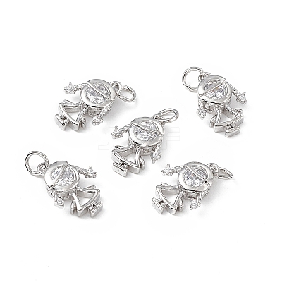 Brass Micro Pave Cubic Zirconia Pendants KK-E068-VB205-1