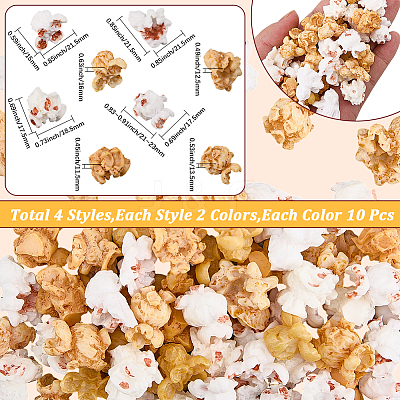 80Pcs 8 Styles Plastic Popcorn Miniature Ornaments RESI-SC0006-92-1