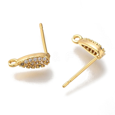 Brass Clear Cubic Zirconia Stud Earrings Finding for Women EJEW-B107-12G-1