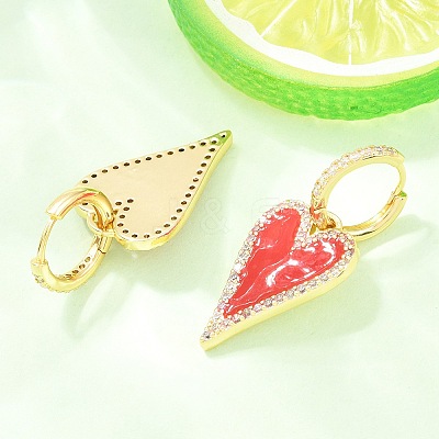Valentine's Day Heart Brass Micro Pave Clear Cubic Zirconia Hoop Earrings EJEW-Z164-10G-01-1