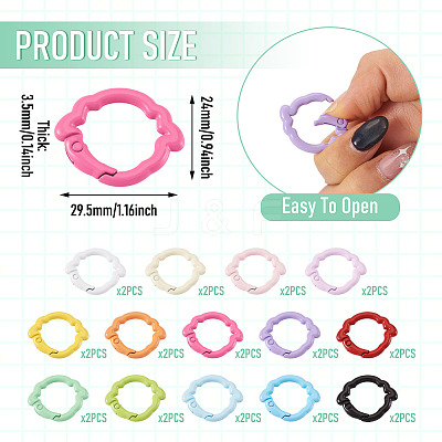 28Pcs 14 Colors Baking Paint Zinc Alloy Spring Gate Rings FIND-TA0010-21-1