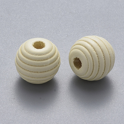 Painted Natural Wood Beehive Beads WOOD-Q040-019B-A08-1