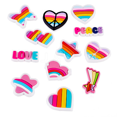 24Pcs 12 Styles Rainbow PVC Cabochons FIND-TA0005-48-1