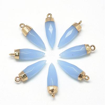 Natural White Jade Pointed Pendants G-Q495-07G-1