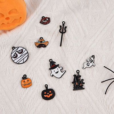 26Pcs 13 Styles Gunmetal Plated Alloy Enamel Pendants ENAM-SZ0001-64-1