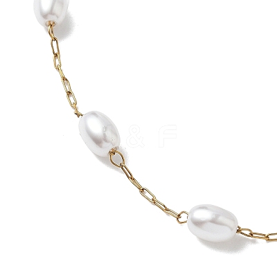 304 Stainless Steel and ABS Imitation Pearl Chain Necklaces NJEW-JN05266-1