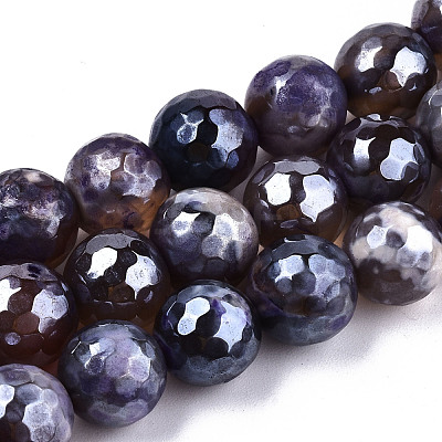 Electroplate Natural Agate Beads Strands G-T131-55-24-1