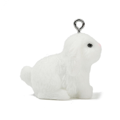 Animal Theme Flocky Opaque Resin Pendants RESI-H042-01P-07-1