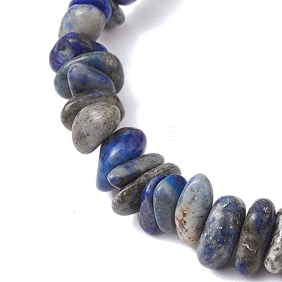 Natural Lapis Lazuli Chip Beaded Stretch Bracelets for Women Men BJEW-JB10652-03-1