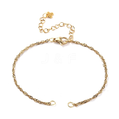 2Pcs 2 Colors 304 Stainless Steel Singapore Chain Bracelet Making AJEW-JB01332-1