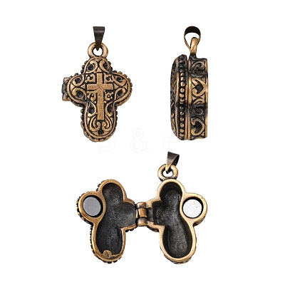 Brass Prayer Box Pendants KK-MSMC001-1-1