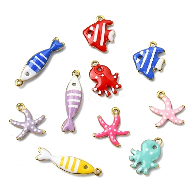 40Pcs 4 Styles 304 Stainless Steel Enamel Charms STAS-CJ0003-27-1