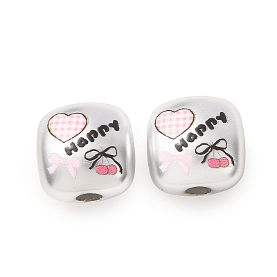 Plating Printed Acrylic European Beads AC-CBA655C-08-1