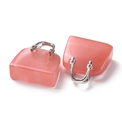 Watermelon Stone Glass Brass Pendants KK-E274-01P-010-1