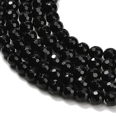 Natural Black Onyx Beads Strands G-C280-B01-6mm-1