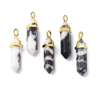 Natural Zebra Jasper Pointed Pendants G-G025-01G-26-1