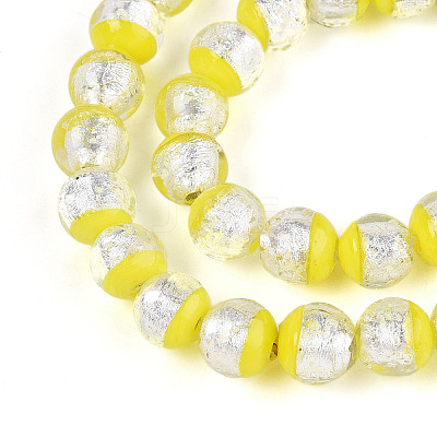Luminous Handmade Lampwork Silver Foil Beads Strand FOIL-N029-03B-1
