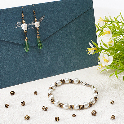 500Pcs 10 Styles Tibetan Style Alloy Spacer Beads TIBEB-PH0004-96-1