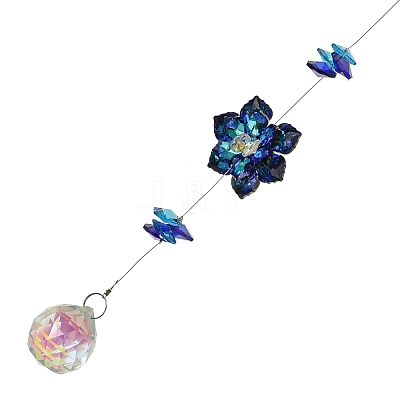 Glass Flower Hanging Suncatchers HJEW-P018-E03-1