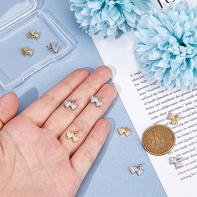 10Pcs 2 Colors Rack Plating Brass & Clear Cubic Zirconia Pendants KK-HS0001-11-1