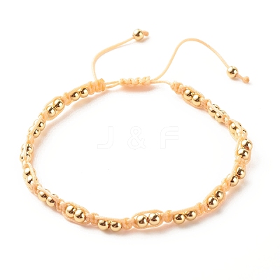 Round Brass Braided Bead Bracelet BJEW-JB07855-1