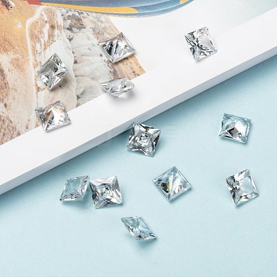 Square Shaped Cubic Zirconia Pointed Back Cabochons ZIRC-R008-10x10-02-1