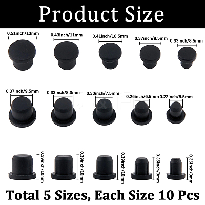 50Pcs 5 Styles Silicone Hole Plugs AJEW-GF0011-62H-1