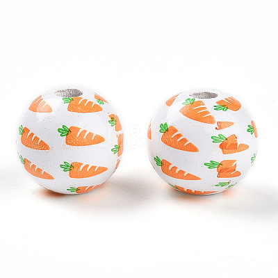 Easter Theme Printed Wood Beads WOOD-T032-22B-1