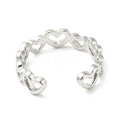 Non-Tarnish 304 Stainless Steel Heart Wrap Open Cuff Ring RJEW-C040-01P-1