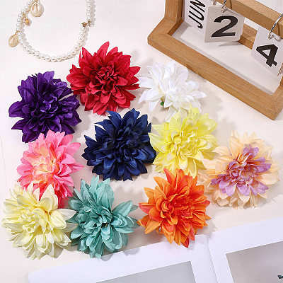 10Pcs 10 Colors Cloth Artificial Flower Head AJEW-CN0005-77-1