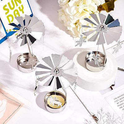 Iron Rotating Tealight Candle Holder AJEW-FG0001-20P-1