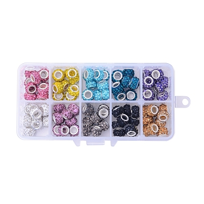 Polymer Clay Rhinestone European Beads CPDL-JP0001-01-1