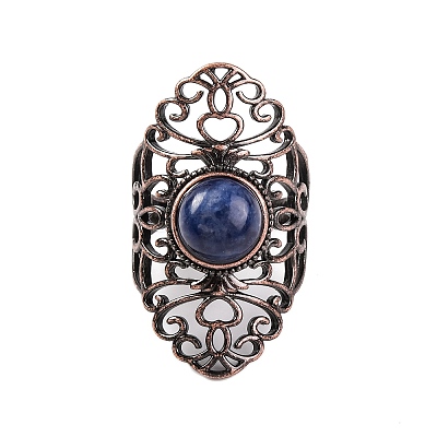 Natural Sodalite Retro Finger Rings RJEW-B067-02R-18-1