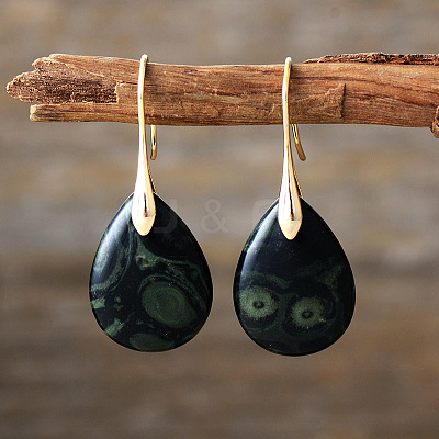 Teardrop Brass Dangle Earrings FS-WGF2982-09-1