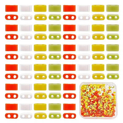 800Pcs 4 Colors 2-Hole Glass Seed Beads SEED-CN0001-04-1