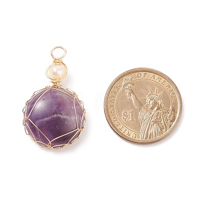 Natural Amethyst Pendants PALLOY-JF01556-01-1