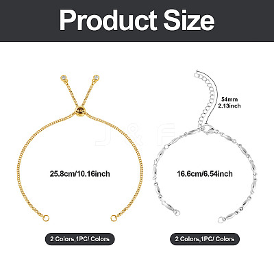 2 Sets 2 Styles 304 Stainless Steel Bar Link Chain Bracelet Making AJEW-TA0001-77-1