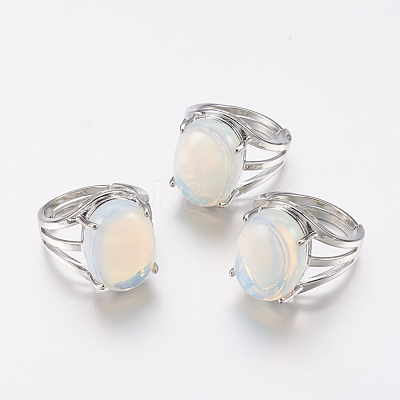 Opalite Wide Band Finger Rings RJEW-K224-A09-1