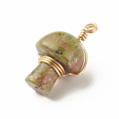 Natural Unakite Pendants PALLOY-JF01134-02-1