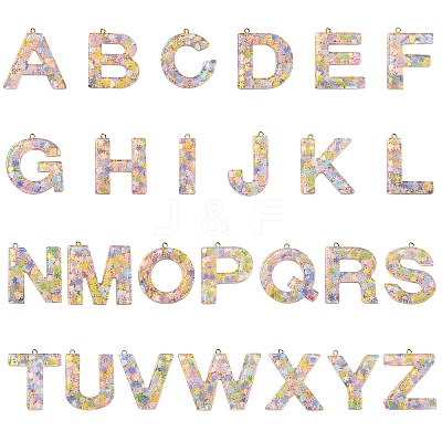 26Pcs 26 Styles Transparent Epoxy Resin Pendants CRES-YW0002-28E-1