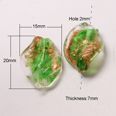 Handmade Gold Sand Lampwork Beads LAMP-S029-20x15mm-04-1