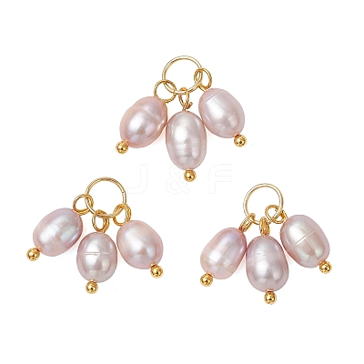 Natural Cultured Freshwater Pearl 3 Rice Charms PALLOY-JF05056-02-1